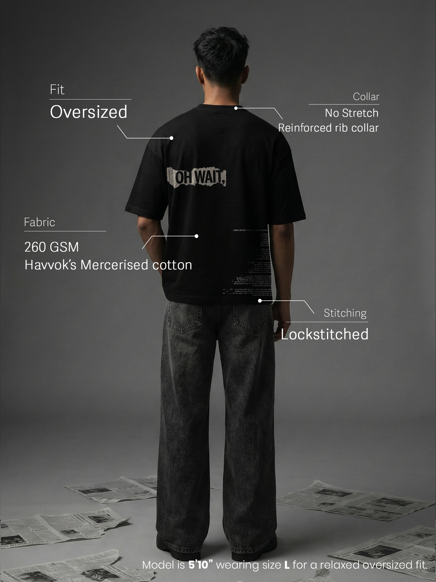 Eclipsed Dreams Unisex Black Oversized T-Shirt