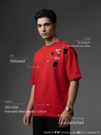 The Elysian Bloom Unisex Red Oversized T-Shirt