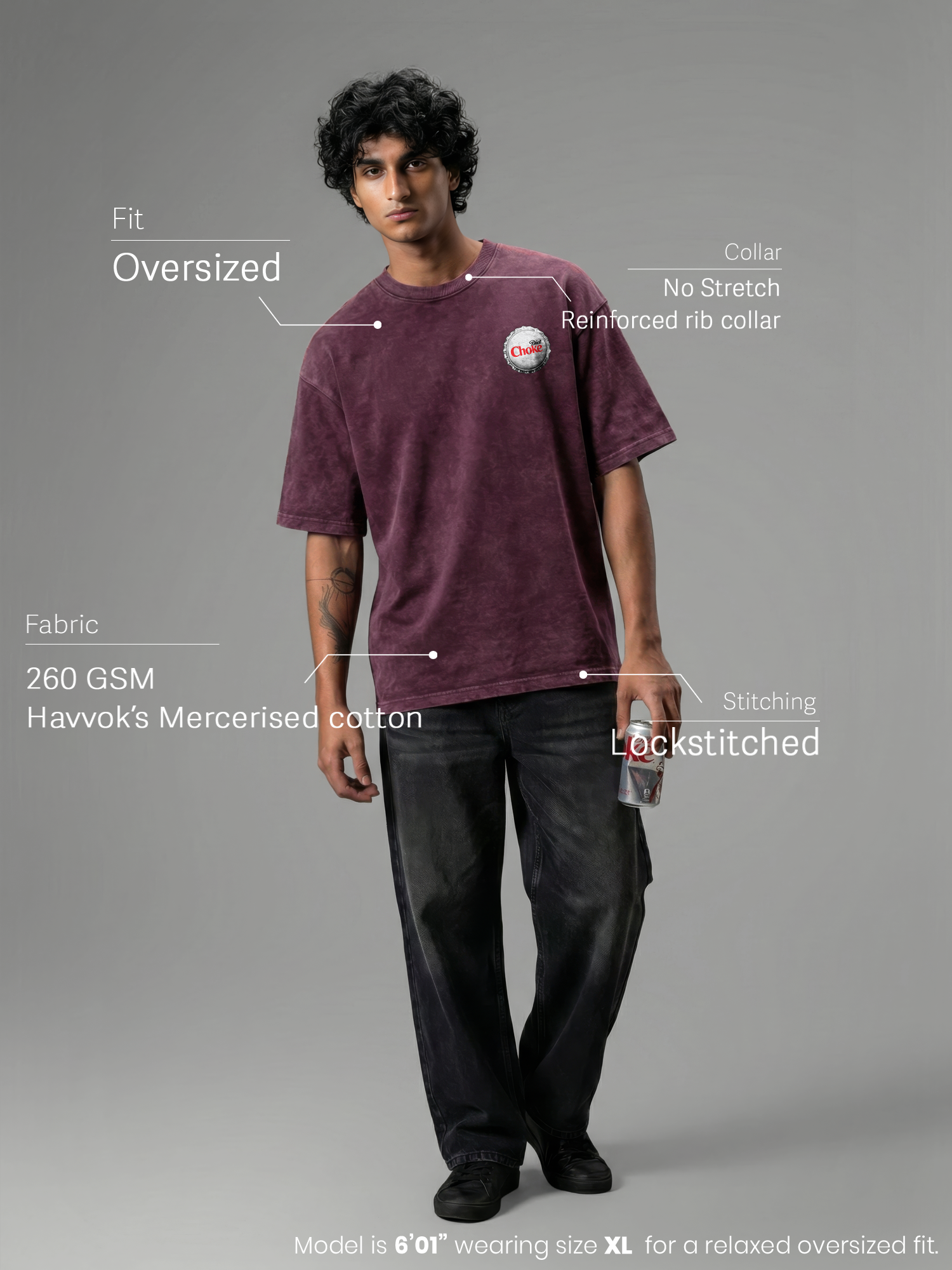 The Diet Choke Unisex Maroon Acid Wash Tshirt