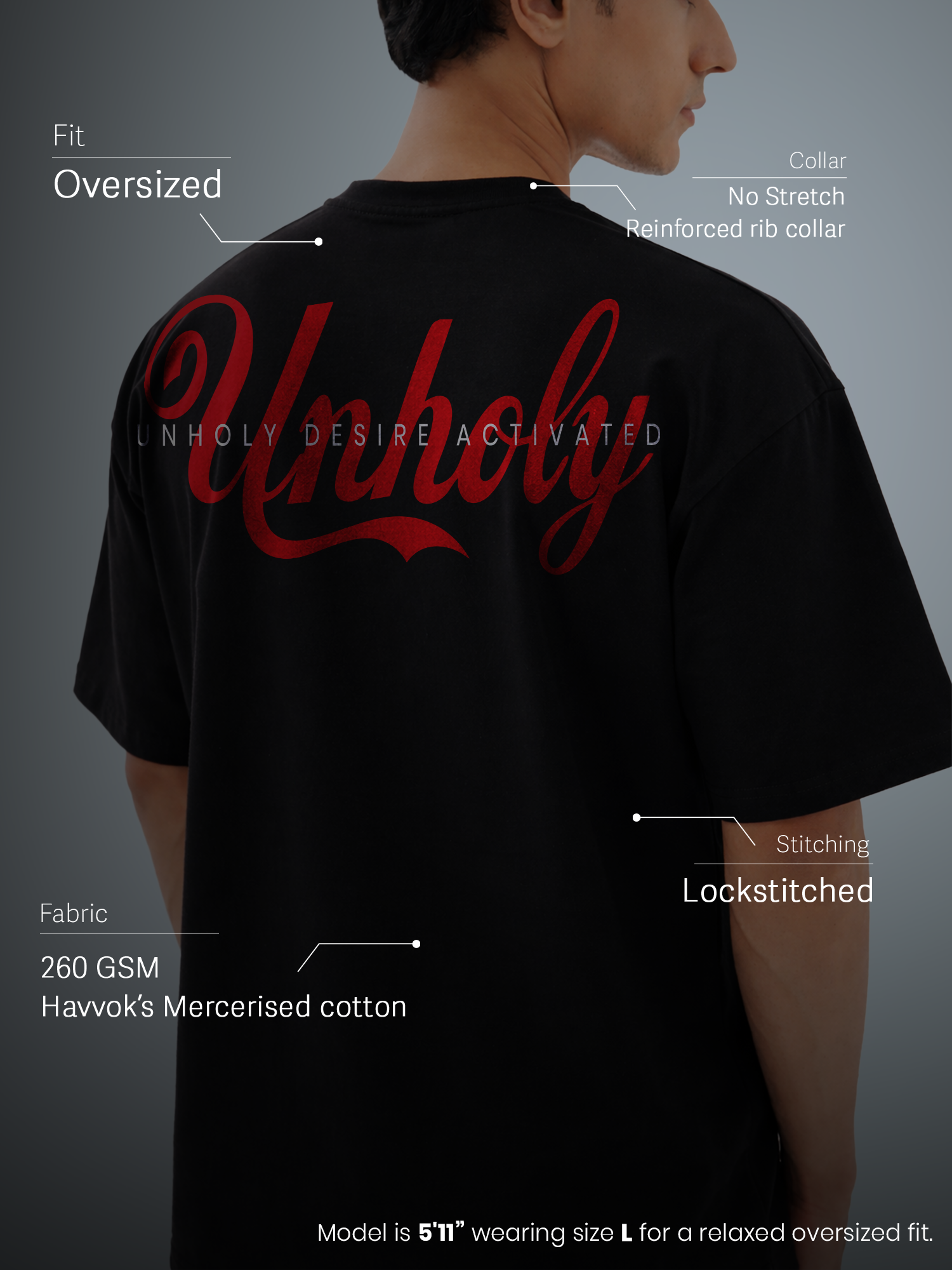 The Unholy Unisex Black Oversized T-Shirt