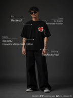 Flaming Unisex Black Oversized T-Shirt