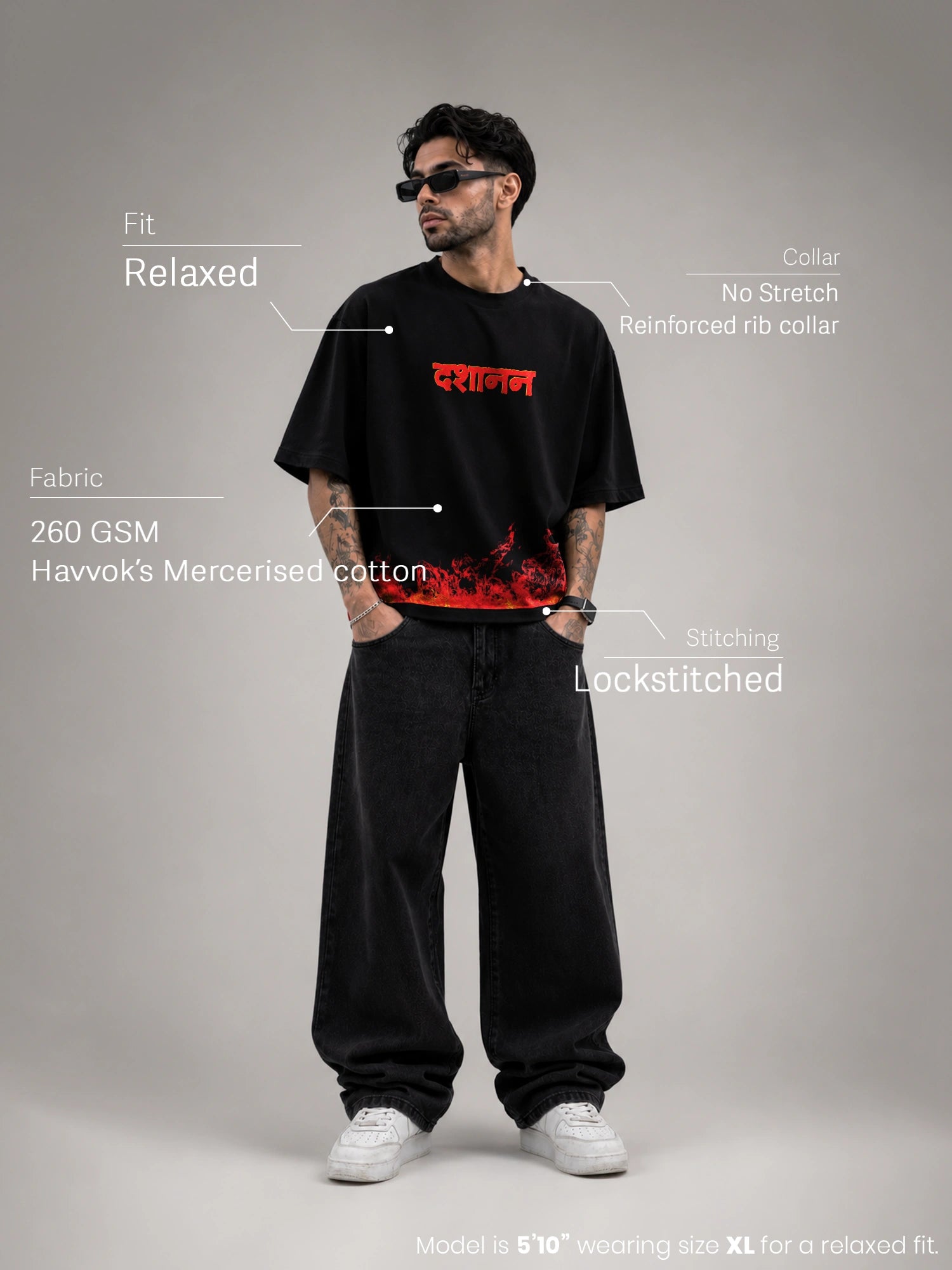 Ravan Unisex Black Oversized T-Shirt