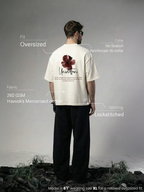 Red Hibiscus Unisex Off-White Oversized T-Shirt