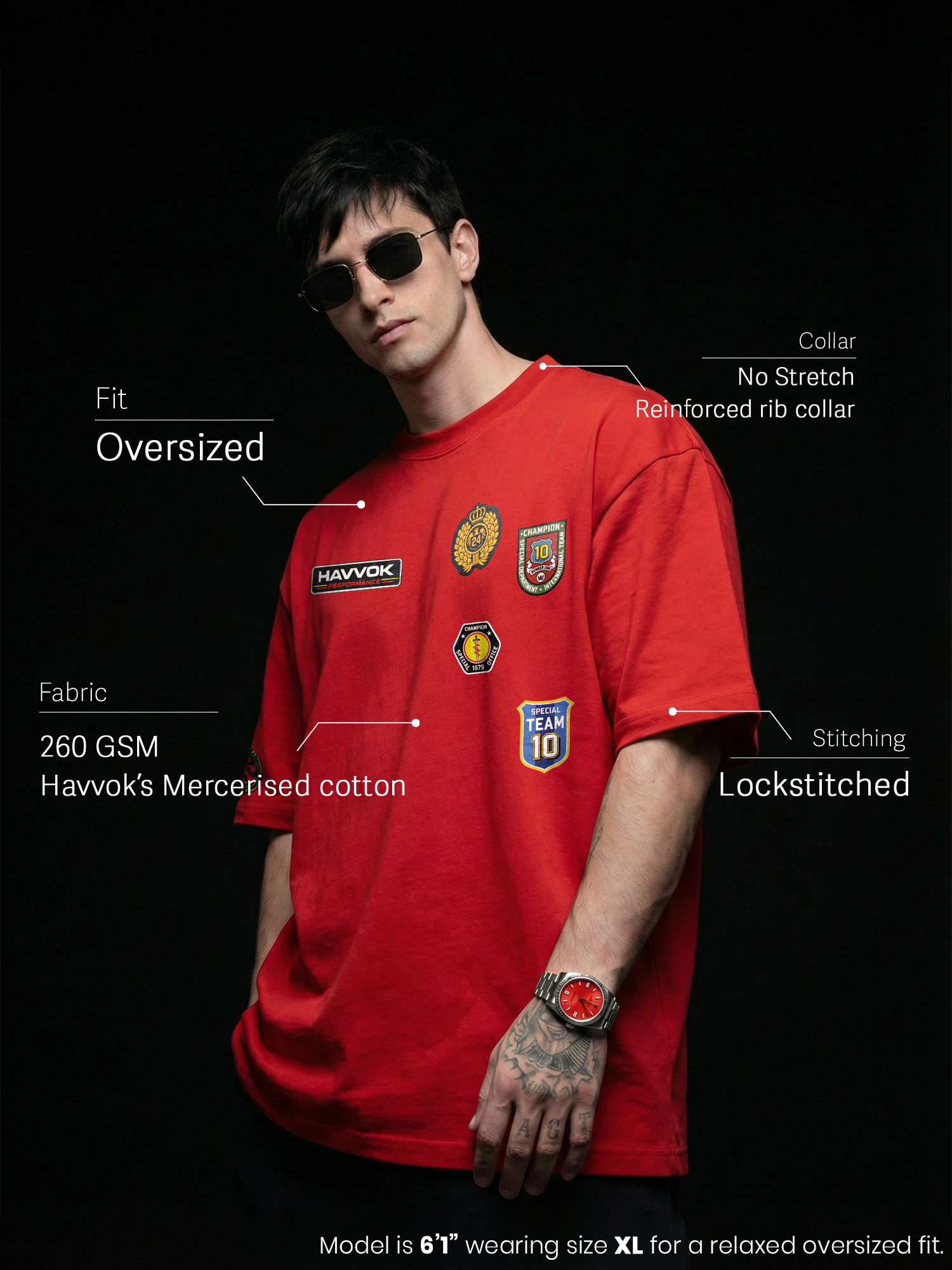 The Havvok Racing Unisex Red Oversized T-Shirt