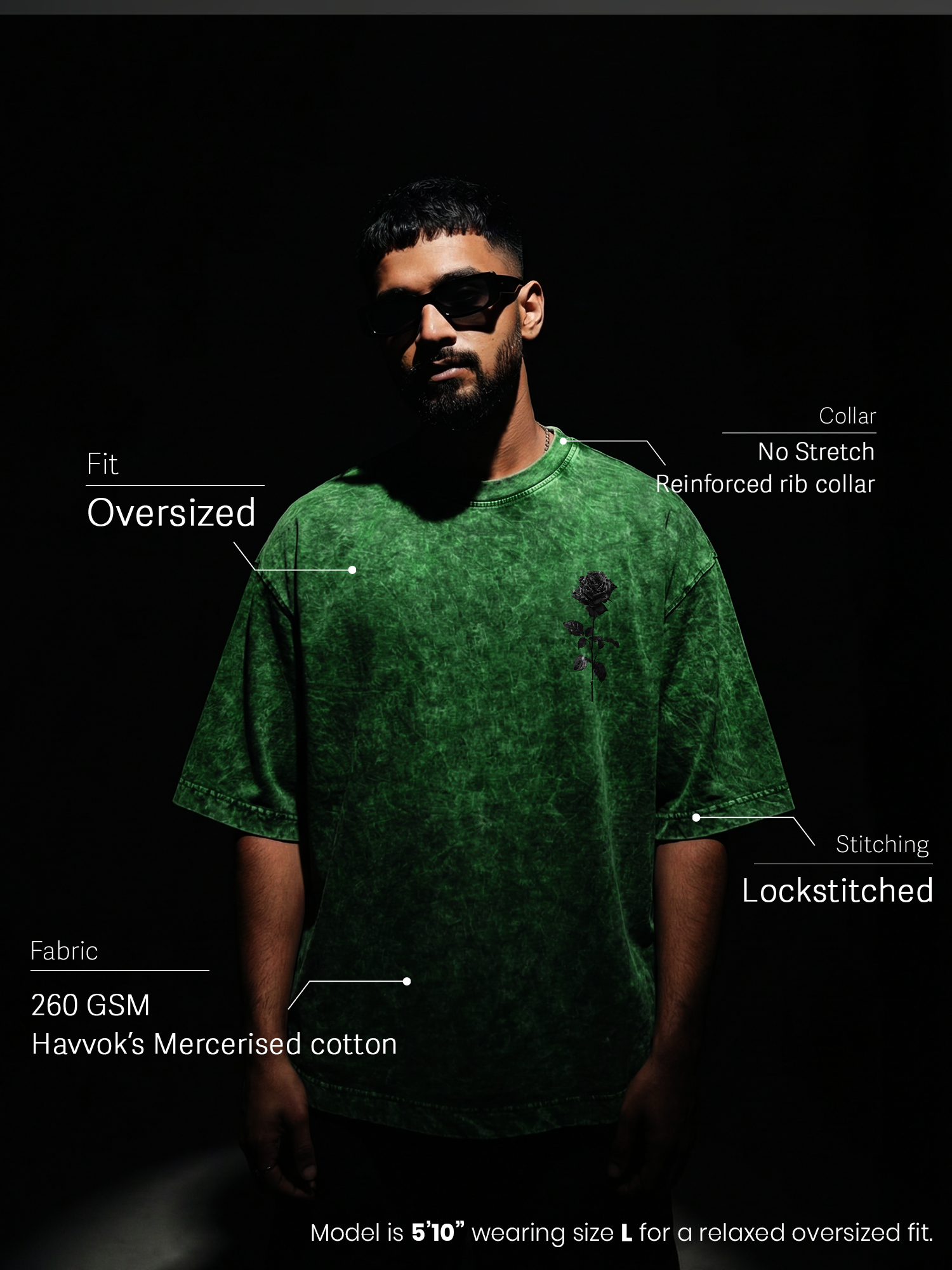 Dark Rose Unisex Green Oversized T-Shirt