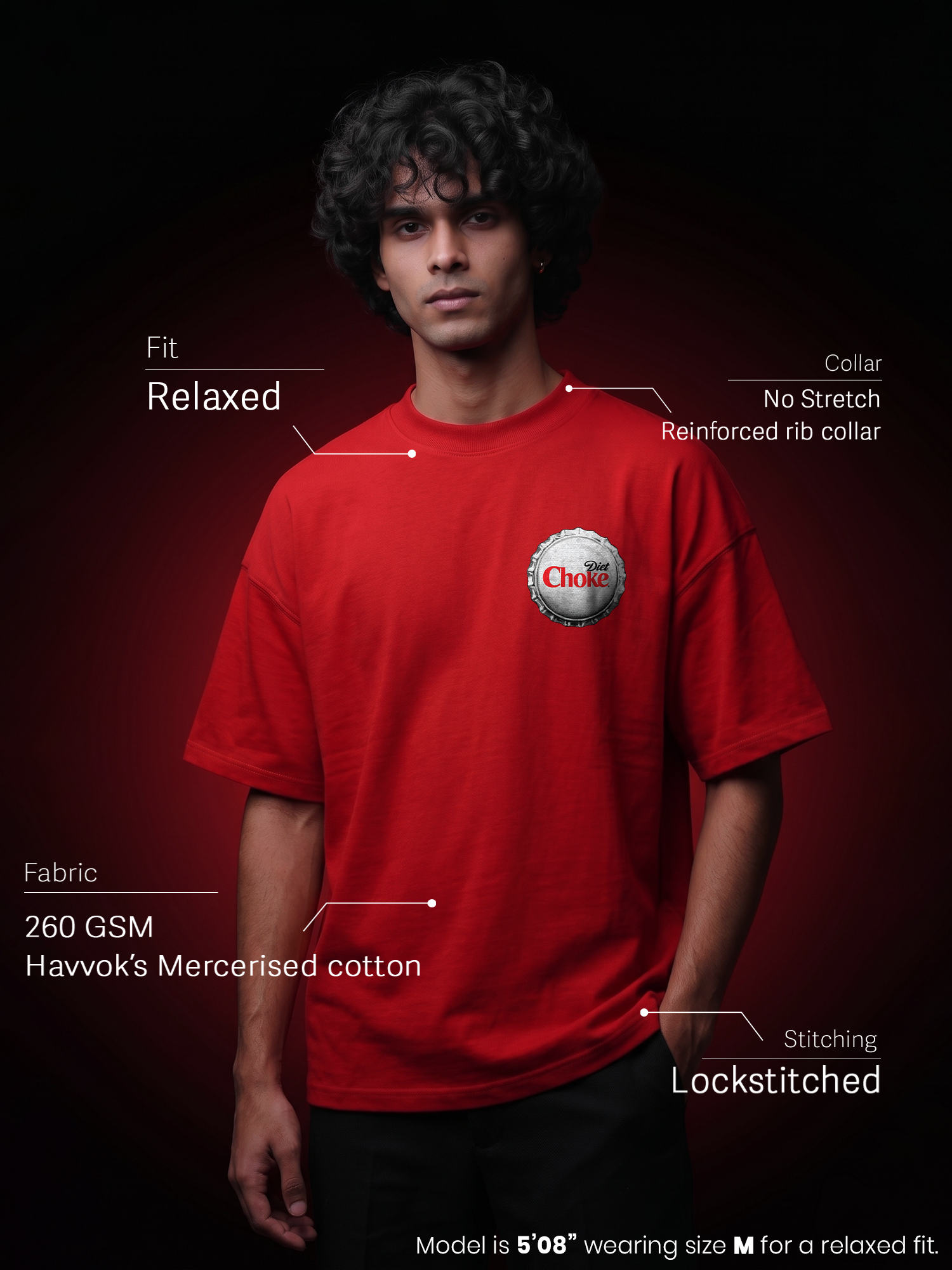 The Diet Choke Unisex Red Oversized Tshirt