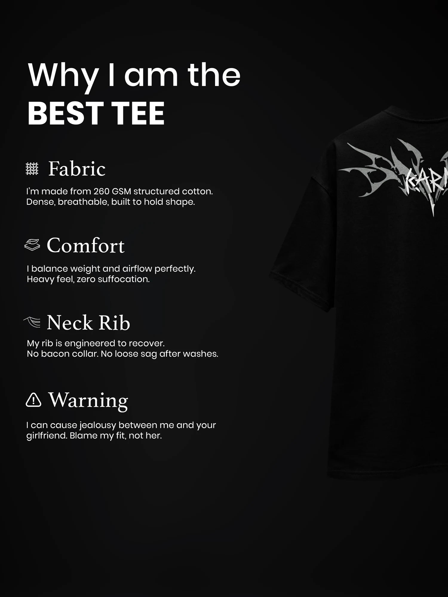 The Karma Unisex Black Oversized T-Shirt
