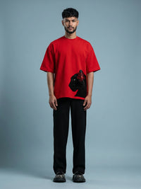 Black Panther Unisex Red Oversized T-Shirt