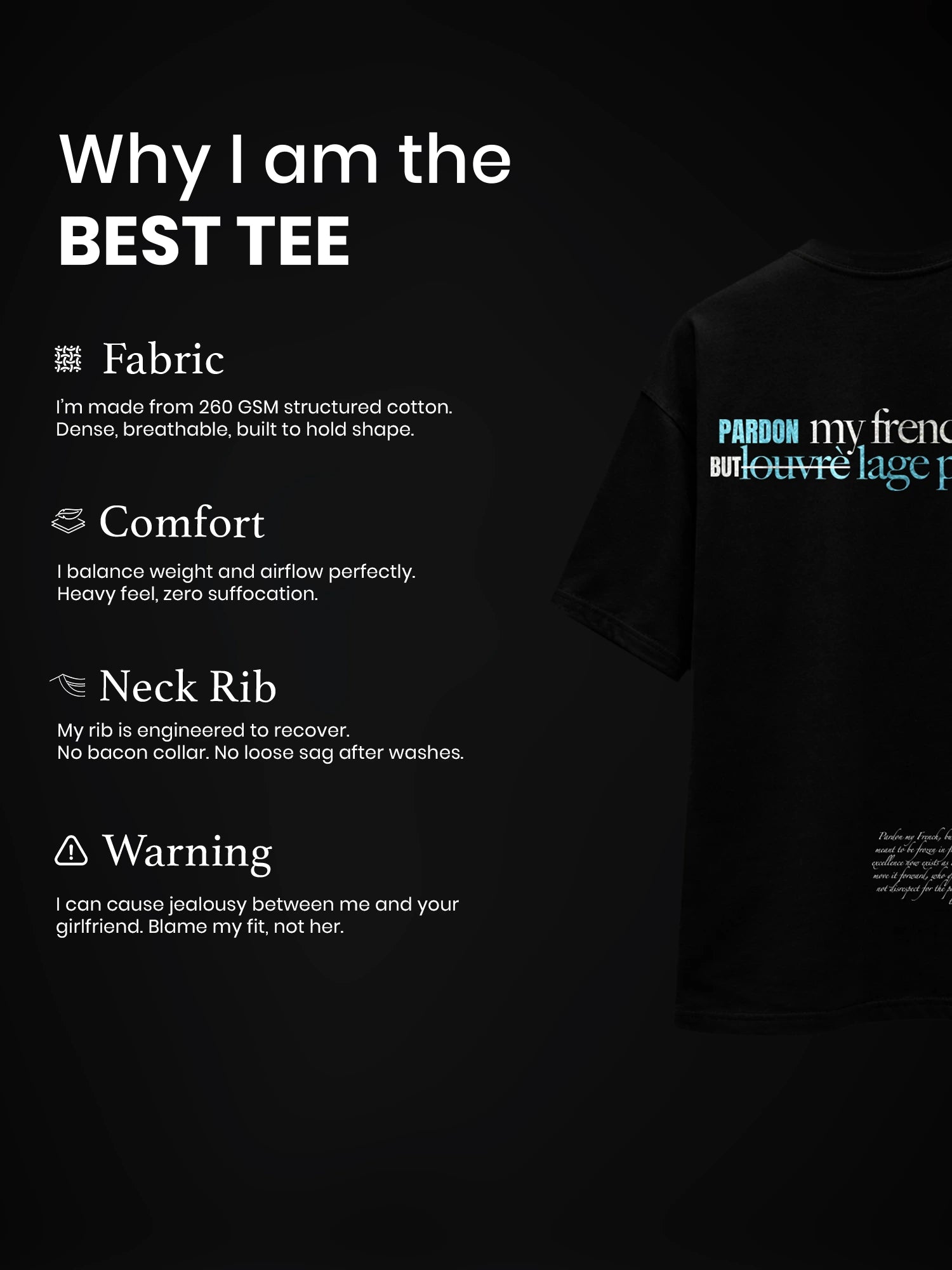 The Pardon Unisex Black Oversized Tshirt