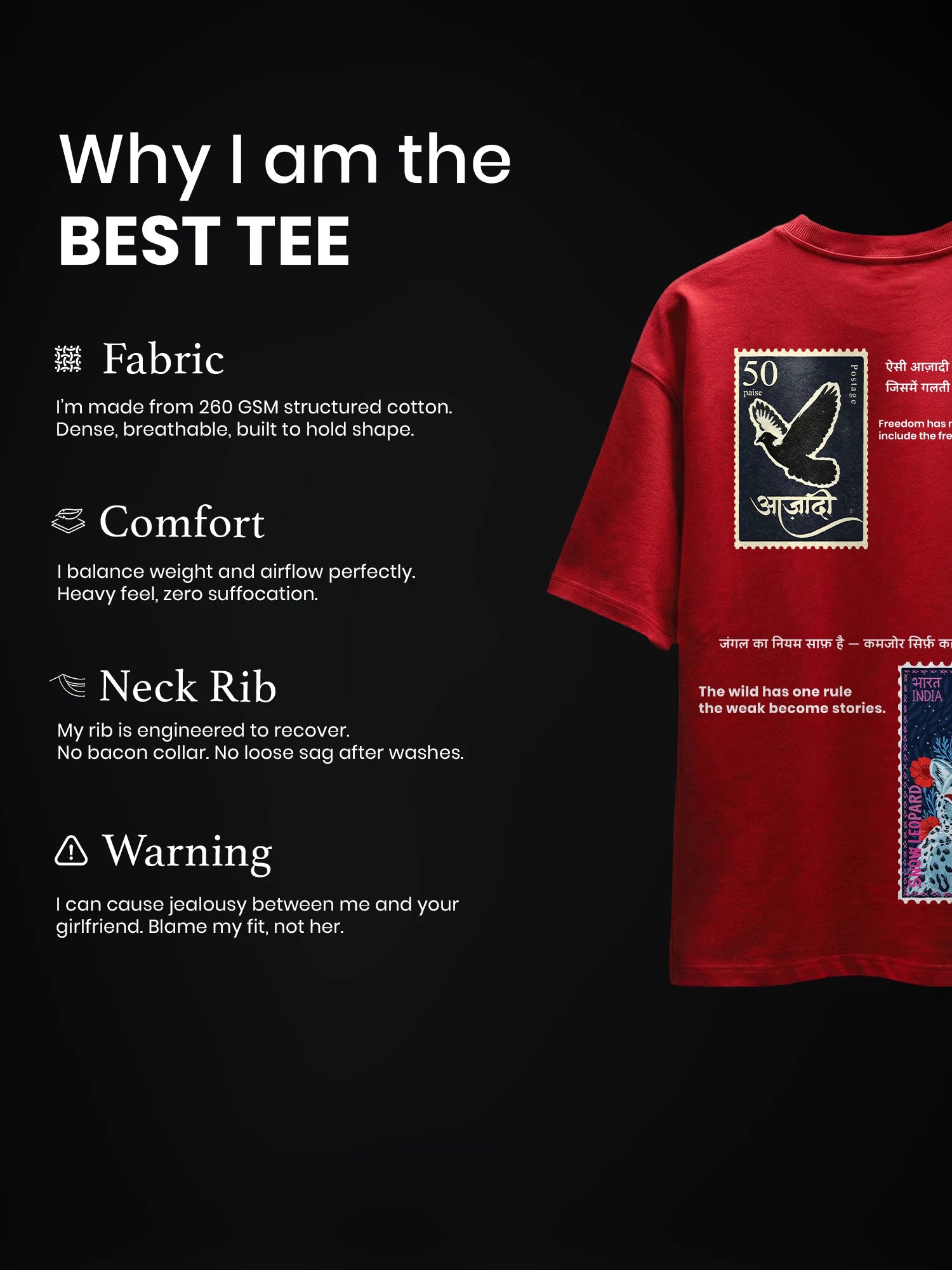 The Stamp Unisex Red Oversized T-Shirt