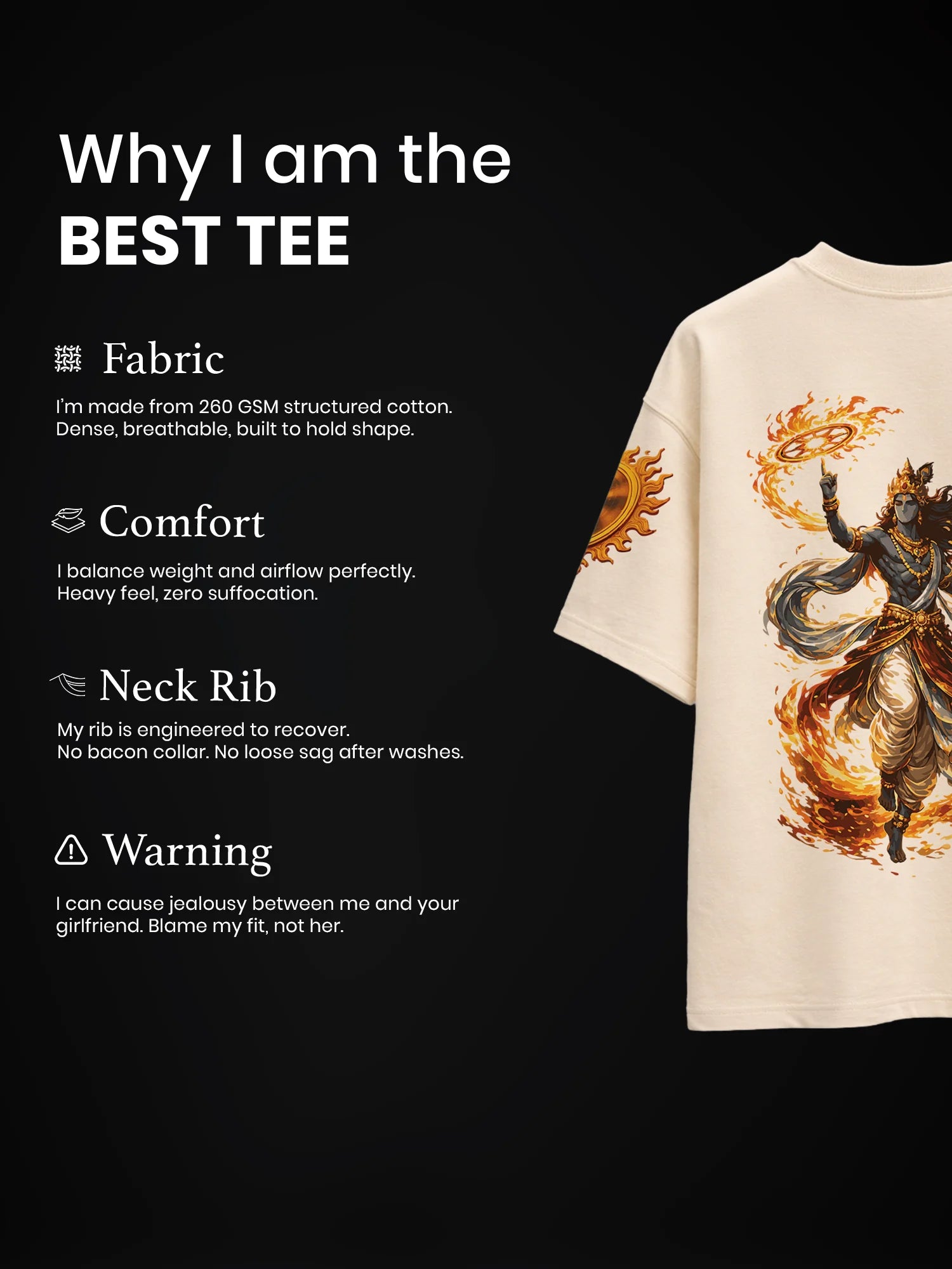 Sacred Fury Unisex Off-White Oversized T-Shirt