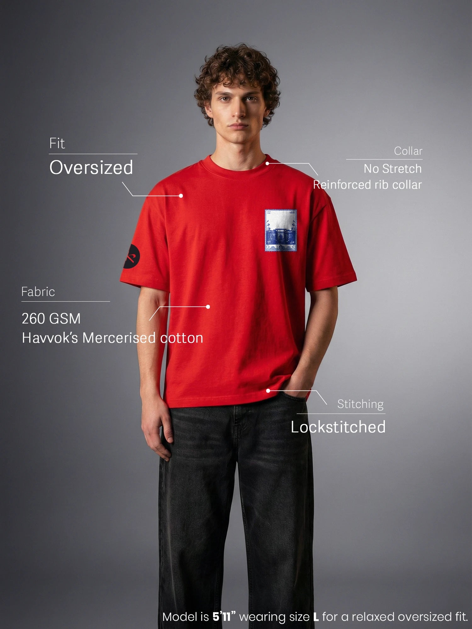 The Stamp Unisex Red Oversized T-Shirt