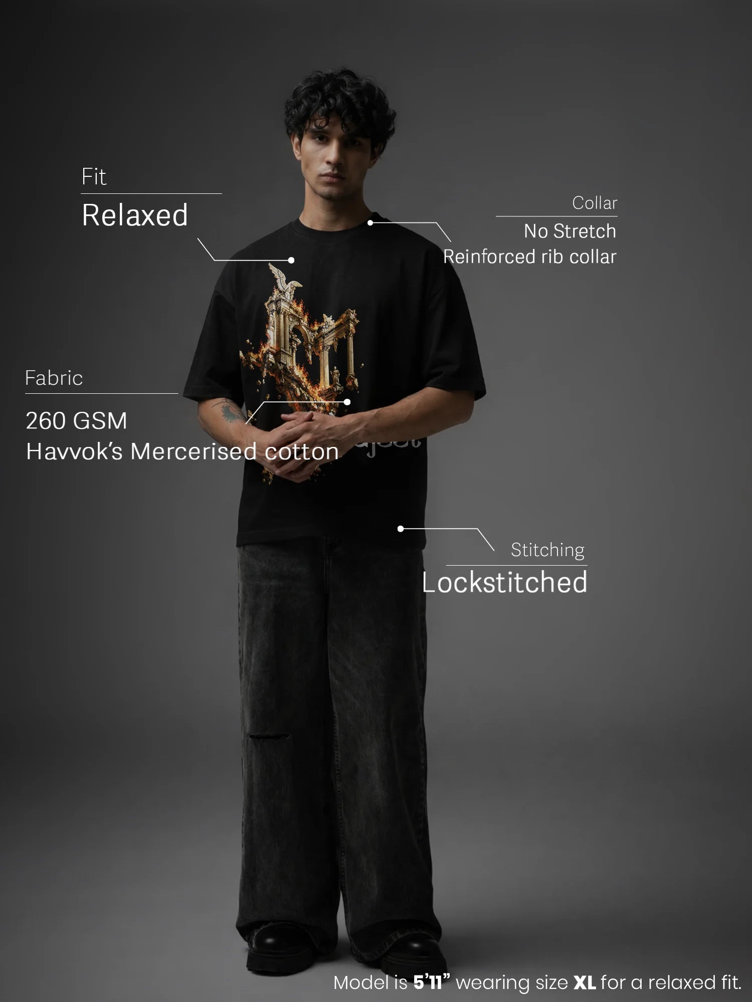 Indrajeet Unisex Black Oversized T-Shirt