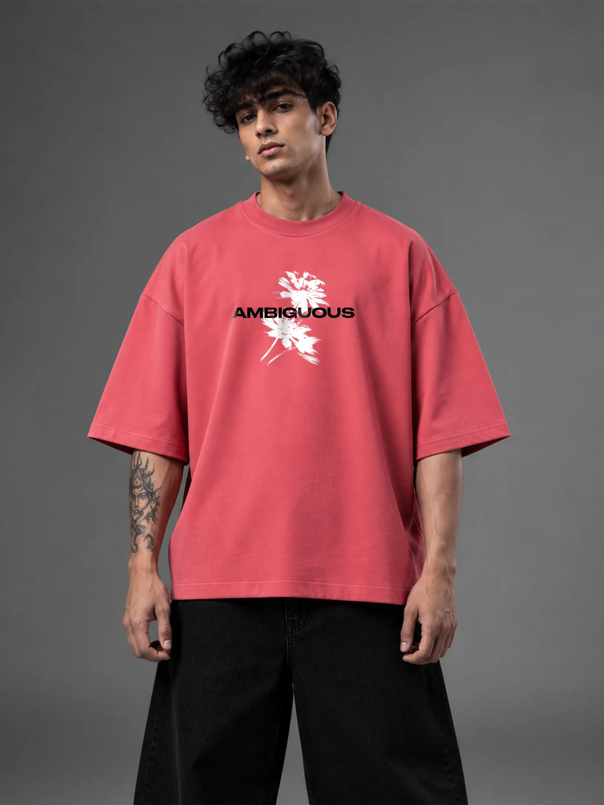 Ambiguous Unisex Pink Oversized T-Shirt