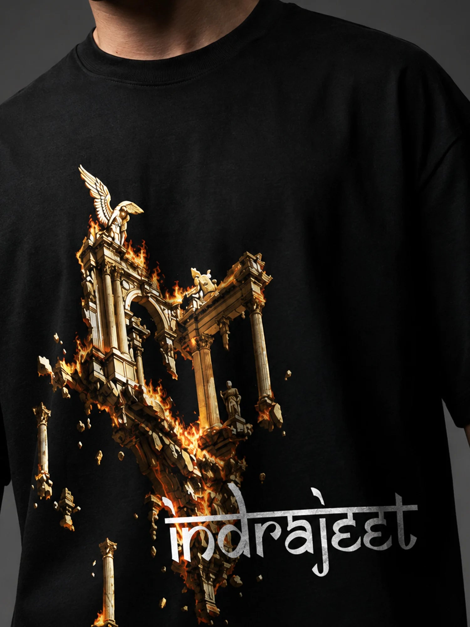 Indrajeet Unisex Black Oversized T-Shirt