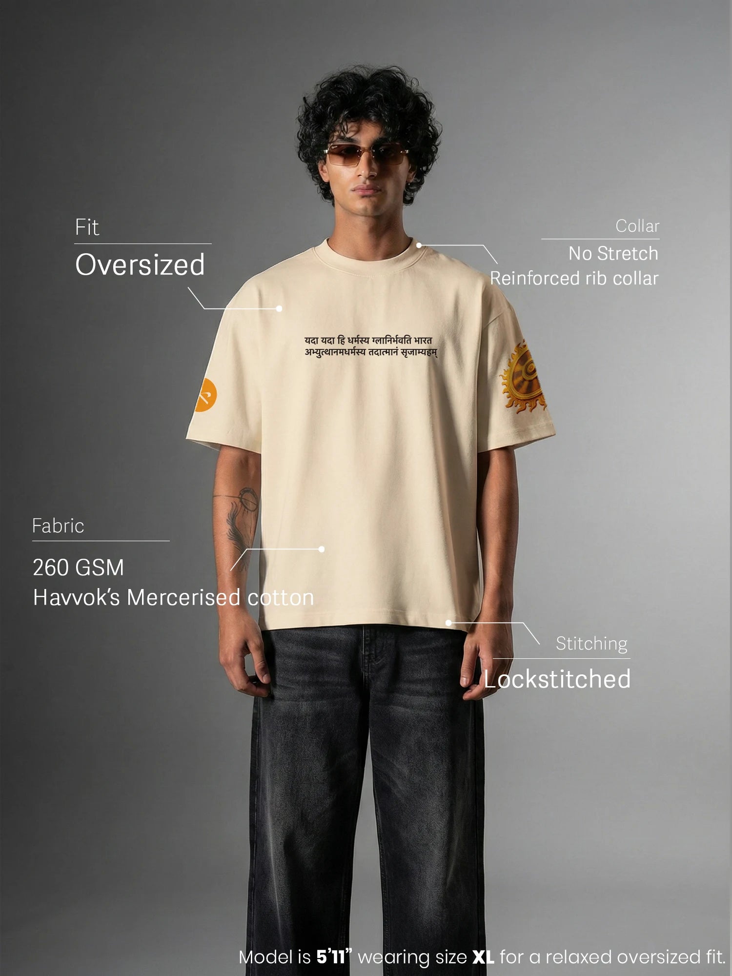 Sacred Fury Unisex Off-White Oversized T-Shirt