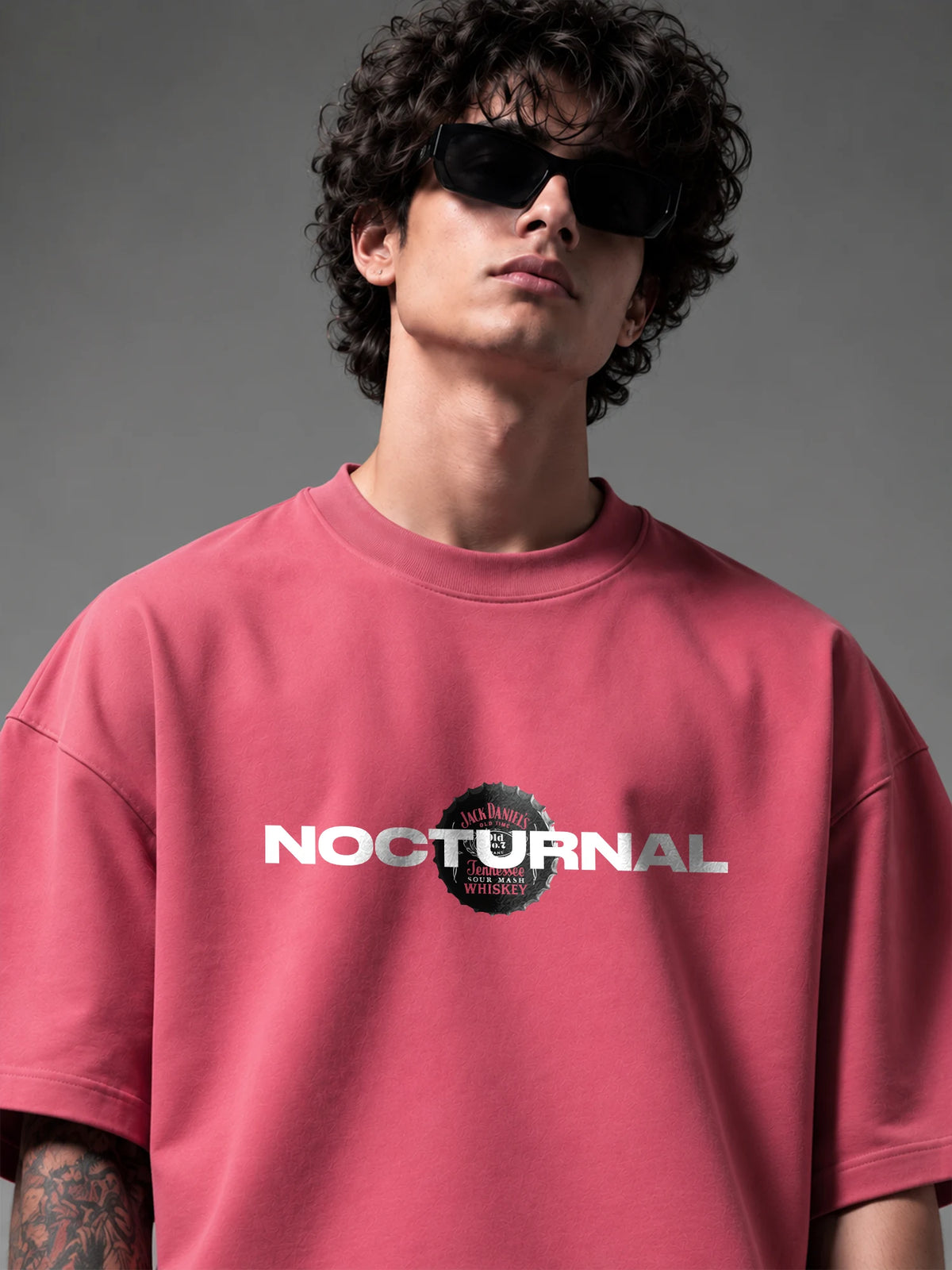 Nocturnal Unisex Pink Oversized T-Shirt