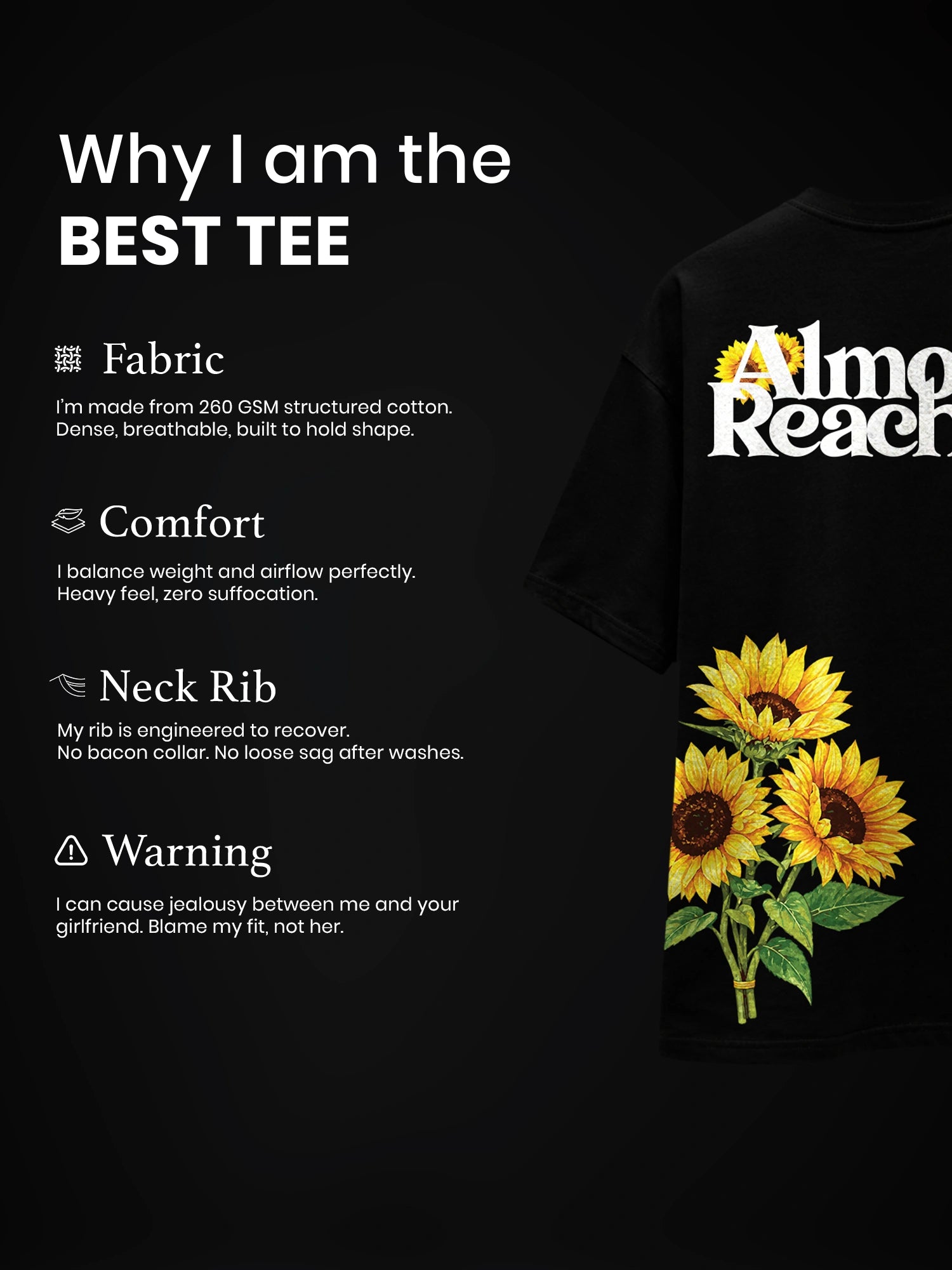 The Sunflower Theory Unisex Black Oversized T-Shirt