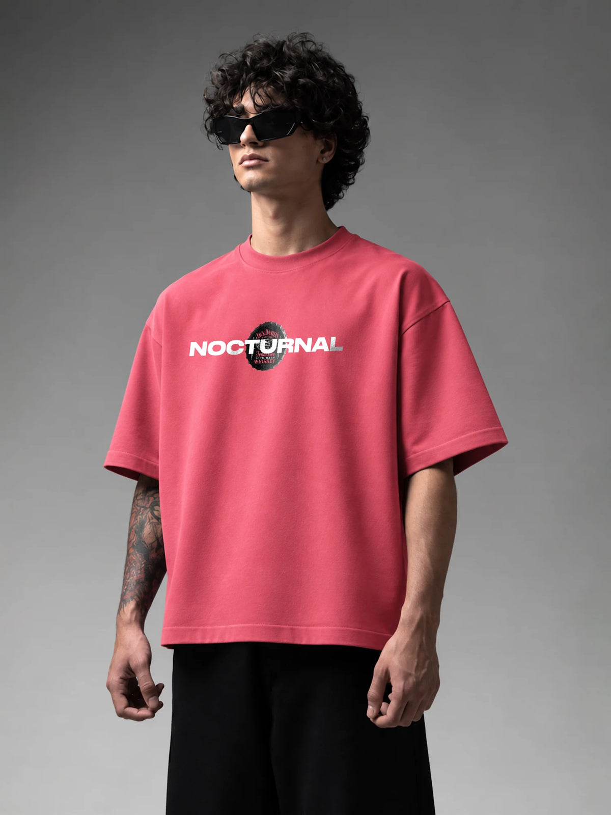 Nocturnal Unisex Pink Oversized T-Shirt